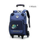 Mochila Escolar Infantil com Rodinhas para Meninos & Meninas – Estampa Cartoon, Nylon Resistente, Ideal para Meninos e Meninas