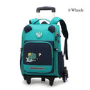 Mochila Escolar Infantil com Rodinhas para Meninos & Meninas – Estampa Cartoon, Nylon Resistente, Ideal para Meninos e Meninas