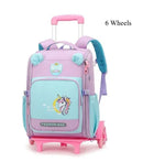 Mochila Escolar Infantil com Rodinhas para Meninos & Meninas – Estampa Cartoon, Nylon Resistente, Ideal para Meninos e Meninas
