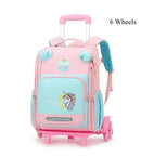 Mochila Escolar Infantil com Rodinhas para Meninos & Meninas – Estampa Cartoon, Nylon Resistente, Ideal para Meninos e Meninas
