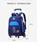 Mochila Escolar Infantil com Rodinhas para Meninos – Nylon Resistente, Estilo Patchwork