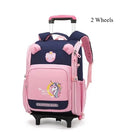 Mochila Escolar Infantil com Rodinhas para Meninos & Meninas – Estampa Cartoon, Nylon Resistente, Ideal para Meninos e Meninas
