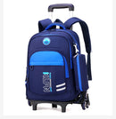 Mochila Escolar Infantil com Rodinhas para Meninos – Nylon Resistente, Estilo Patchwork