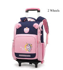 Mochila Escolar Infantil com Rodinhas para Meninos & Meninas – Estampa Cartoon, Nylon Resistente, Ideal para Meninos e Meninas