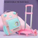 Mochila Escolar Infantil com Rodinhas para Meninos & Meninas – Estampa Cartoon, Nylon Resistente, Ideal para Meninos e Meninas
