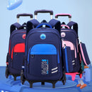 Mochila Escolar Infantil com Rodinhas para Meninos – Nylon Resistente, Estilo Patchwork