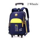 Mochila Escolar Infantil com Rodinhas para Meninos – Nylon Resistente, Estilo Patchwork