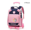 Mochila Escolar Infantil com Rodinhas para Meninos & Meninas – Estampa Cartoon, Nylon Resistente, Ideal para Meninos e Meninas