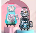 Mochila Escolar Infantil com Rodinhas para Meninos e Meninas 16” – Material em Couro Sintético, com Haste Retrátil, Ideal para Escola e Viagens