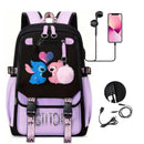 Mochila Escolar Disney Lilo & Stitch – Mochila com Carregamento USB para Meninos e Meninas