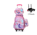 Mochila Escolar Infantil com Rodinhas para Meninos e Meninas 16” – Material em Couro Sintético, com Haste Retrátil, Ideal para Escola e Viagens