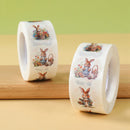 Adesivos de Páscoa com Coelhinhos – Rolo com 500 Unidades | Decoração para Embalagens