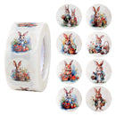 Adesivos de Páscoa com Coelhinhos – Rolo com 500 Unidades | Decoração para Embalagens