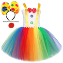Fantasia de Palhaço Arco-Íris para Meninas - Vestido Tutu Divertido para Halloween, Aniversário e Carnaval