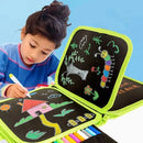Quadro Mágico Infantil para Desenho – Livro Educativo com 6 Páginas Reutilizáveis e Canetas de Giz à Base de Água