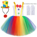 Fantasia de Palhaço Arco-Íris para Meninas - Vestido Tutu Divertido para Halloween, Aniversário e Carnaval