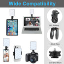 Luz de Selfie LED com Clipe Frontal e Traseiro – 72 LEDs, 3 Modos de Luz, Recarregável, Compatível com Celular, Câmera e Notebook