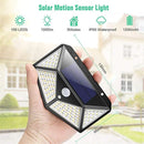 Lâmpada de parede solar LED com sensor de movimento, 4 lados, luminoso, impermeável, ao ar livre, jardim, pátio, 100, 1-12pcs