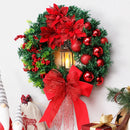 Guirlanda de Natal para Porta de Entrada – Decoração Vermelha e Dourada para Janelas, Paredes e Portas, Enfeite de Natal