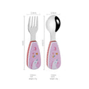 Talheres para crianças pequenas de Dinossauro / Conjunto de colher e garfo fofos para alimentação de crianças pequenas Aço inoxidável Desenho animado inovador Dinossauro Utensílio de cabo curto / 2pcs