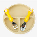 Conjunto de Talheres Divertidos de Animais para Crianças: Colher e Garfo de Desenho Animado para Pequenos Aventureiros!