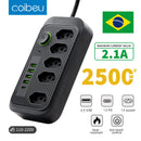 Extensão Elétrica 2M 110-220V com USB e USB-C – Ideal para PC e Eletrônicos