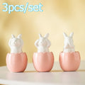 Conjunto com 3 Coelhos de Páscoa em Casca de Ovo – Enfeites Decorativos