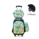 Mochila Escolar Infantil com Rodinhas para Meninos e Meninas 16” – Material em Couro Sintético, com Haste Retrátil, Ideal para Escola e Viagens