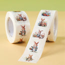 Adesivos de Páscoa com Coelhinhos – Rolo com 500 Unidades | Decoração para Embalagens