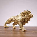 Leão king dourado de resina, ornamento de decoração para casa, escritório, estátua de animal, acessórios de decoração para sala de estar
