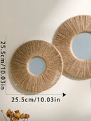 Espelho de parede redonda com corda de cânhamo tecida, espelhos para decoração da parede, quarto, sala de estar, banheiro, decorativo