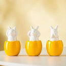 Conjunto com 3 Coelhos de Páscoa em Casca de Ovo – Enfeites Decorativos