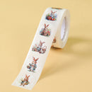 Adesivos de Páscoa com Coelhinhos – Rolo com 500 Unidades | Decoração para Embalagens