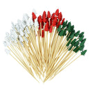 50 Palitos de Bambu Natalinos – Palitos Decorativos de Papai Noel para Doces, Buffet, Salada de Frutas e Decoração de Festas de Natal e Ano Novo