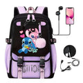 Mochila Escolar Disney Lilo & Stitch – Mochila com Carregamento USB para Meninos e Meninas