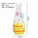 Mini Estátuas Decorativas de Coelho e Ovo de Páscoa em Resina – Estilo INS