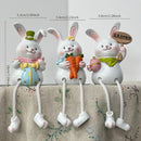 Conjunto com 3 Coelhos Decorativos em Resina – Estátuas para Jardim, Área Externa e Decoração de Páscoa