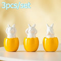 Conjunto com 3 Coelhos de Páscoa em Casca de Ovo – Enfeites Decorativos