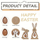 Conjunto Decorativo de Páscoa em Madeira – 2 Peças com Coelho e Ovo