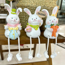 Conjunto com 3 Coelhos Decorativos em Resina – Estátuas para Jardim, Área Externa e Decoração de Páscoa