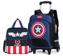 Kit Mochila Escolar Infantil com Rodinhas Capitão América 17” – Mochila + Bolsa de Mão, Material Oxford, Ideal para Escola e Viagens
