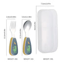 Talheres para crianças pequenas de Dinossauro / Conjunto de colher e garfo fofos para alimentação de crianças pequenas Aço inoxidável Desenho animado inovador Dinossauro Utensílio de cabo curto / 2pcs