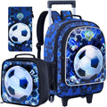 Kit Mochila Escolar Infantil Masculina 3 em 1 com Rodinhas – Tema Futebol, com Lancheira e Estojo, Ideal para Escola e Viagens