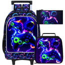 Kit Mochila Escolar Infantil Masculina com Rodinhas 3 em 1 – Tema Game Console, com Lancheira e Estojo