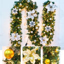 Guirlanda de Natal de Rattan com LED de 2,7m – Enfeite Suspenso para Porta, Decoração de Árvore Artificial e Lareira