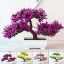 Árvore pequena artificial, bonsai, decoração, planta, flores, ornamentos