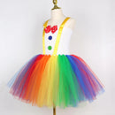 Fantasia de Palhaço Arco-Íris para Meninas - Vestido Tutu Divertido para Halloween, Aniversário e Carnaval