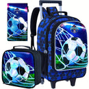 Kit Mochila Escolar Infantil Masculina 3 em 1 com Rodinhas – Tema Futebol, com Lancheira e Estojo, Ideal para Escola e Viagens