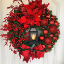Guirlanda de Natal para Porta de Entrada – Decoração Vermelha e Dourada para Janelas, Paredes e Portas, Enfeite de Natal