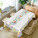 Toalha de Mesa de Páscoa Impermeável – Estampa Aquarelada de Coelho, Ovo e Cenoura